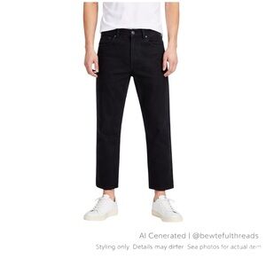 UNIQLO UJ Black Cropped Straight Jeans 34x26 Minimalist